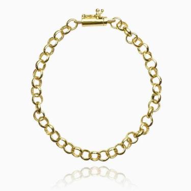 Imagem de Pulseira Elo Português Grossa 6mm Fecho Canhão Banhada a Ouro - Tropic