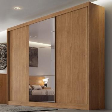Imagem de Guarda-Roupa Casal Japão 3 Portas 6 Gavetas 100% Mdf com Espelho Cumaru - Pnr Móveis