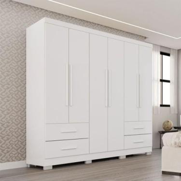 Imagem de Guarda-Roupa Casal Balder Premium 6 Portas 4 Gavetas com Pés Branco - 
