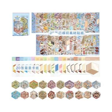 Imagem de Livro De Adesivos De Cena Em Miniatura De Animais 3D Kawaii 20 Em 1, B