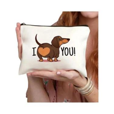 Imagem de Bolsa De Maquiagem Mini Em Forma De Dachshund Marrom, Sem Zíper, Para 