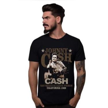 Imagem de Camiseta Preta Johnny Cash 1969 Bomber Country Rock-Unissex