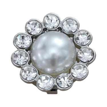 Imagem de Abotoaduras Redondas De Luxo Femininas Com Strass E Pérolas, 2 Peças, 