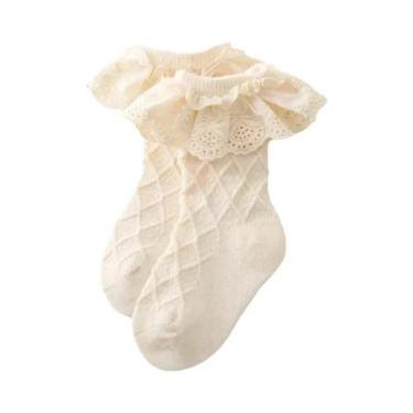 Imagem de Meias De Algodão Com Renda Para Meninas Bebês E Crianças Pequenas, Est