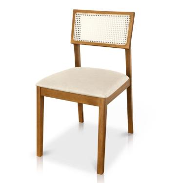 Imagem de Cadeira de Jantar e Living Millie com Tela Natural Estofada Couríssimo - Desk Design