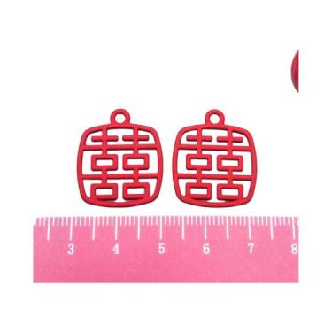 Imagem de Pingentes Vintage Vermelhos Dupla Felicidade 10-15 Peças, Amuletos Est