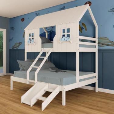 Imagem de Beliche Casal/ Solteiro Casinha Encantada Com Kit Escada/ Escorregador