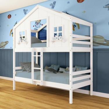 Imagem de Beliche Casinha Dos Sonhos Madeira Maciça Branco Megamobilia - Megamob