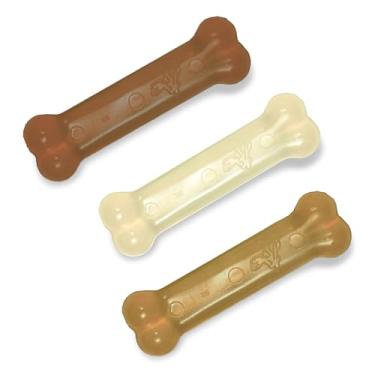 Imagem de Nylabone FlexiChew Brinquedos moderados para c es embalagem tripla de bacon, manteiga de amendoim e sabor de carne PP/Petite - at 6,8 kg.