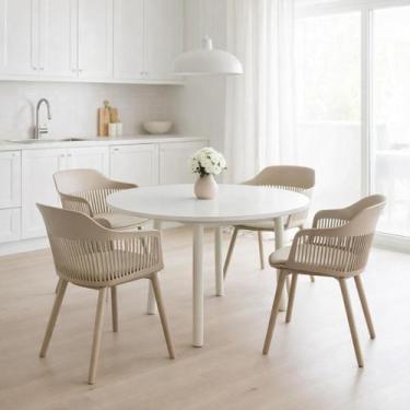 Imagem de Kit 4 Cadeiras de Jantar Estofada Marcela Montreal 140PP Nude - Brasil