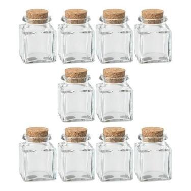Imagem de Kit 25 Frascos De Vidro Quadrado 50ml Enfeite Lembrancinha Chá de Cozi