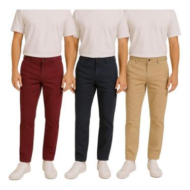 Imagem de Kit 3 Calças Alfaiataria Masculina Social Slim Elegante para Trabalho 