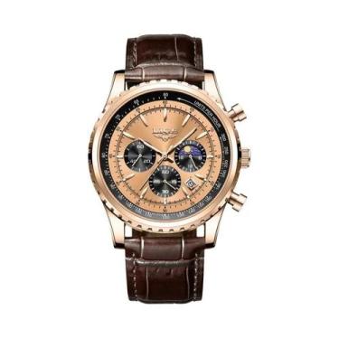 Imagem de Relógio De Pulso Masculino De Luxo Em Couro Com Quartzo, À Prova d'Águ