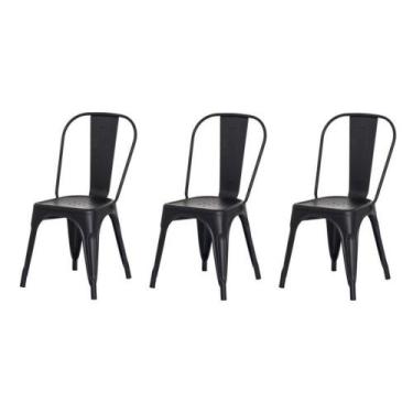 Imagem de Kit 3 Cadeiras Tolix Iron Design cor disponível Preto Fosco Aço Indust