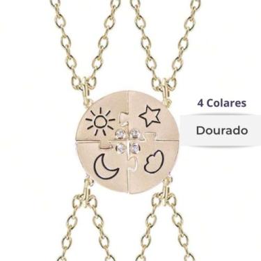 Imagem de Colar Amizade BFF 4 Elementos Kit 4 Peças para Melhores Amigas com Zir