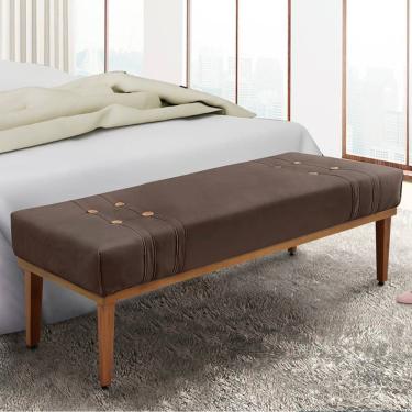 Imagem de Recamier Gênova 195cm em Veludo com Estrutura de Madeira Maciça Marrom para Quarto e Sala