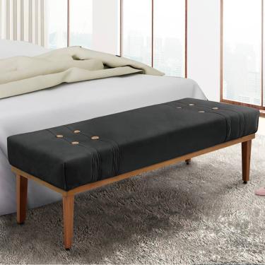 Imagem de Recamier Gênova 90cm em Veludo com Estrutura de Madeira Maciça Preto para Quarto Ou Sala