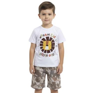 Imagem de Conjunto Infantil Look Jeans Camiseta e Shorts Estampa Camuflado, 2