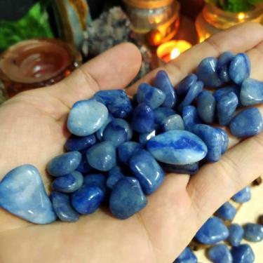 Imagem de Kit 6 Pedras Quartzo Azul Rolado - Cura e Meditação - Cristal Natural 