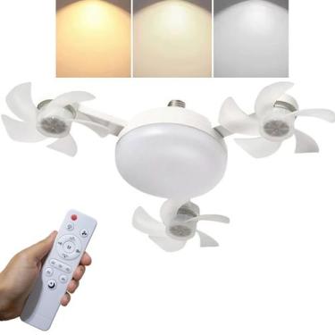 Imagem de Ventilador Lampada Teto Drone Controle Remoto 3 Niveis Iluminaçao Ajus