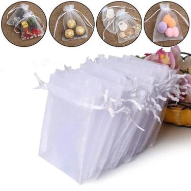 Imagem de Sacos De Presente De Organza Brancos Com Cordão 25PCS Embalagem De Joi
