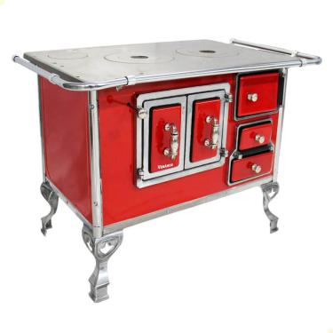 Imagem de Fogão a Lenha Tradicional Venâncio N°2 Vermelho Porta Dupla Sem Tampa Esquerdo 21793