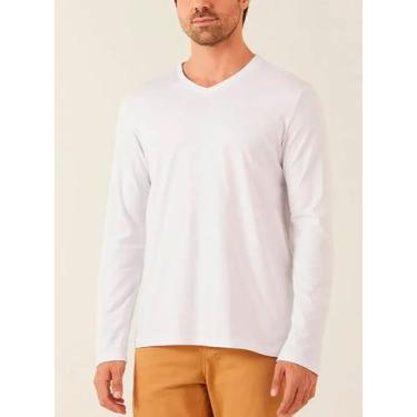 Imagem de Camiseta Manga Longa Malwee 1000006663 Masculina Gola V Algodão T. P/X