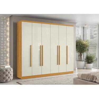Imagem de Guarda Roupa Casal Canadá 6 Portas 8 Gavetas em MDF - Cinamomo/Off Whi