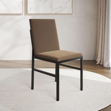 Imagem de Cadeira De Jantar Estofada Mônaco Veludo Marrom - Móveis Iberia