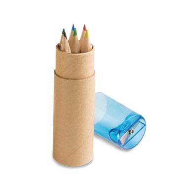 Imagem de Lápis de Cor em Caixa Cilíndrica com 6 Mini Lápis e Apontador - no-bra
