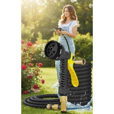 Imagem de Mangueira Expansível 15m Preto: Irrigação Fácil e Potente - Congratula