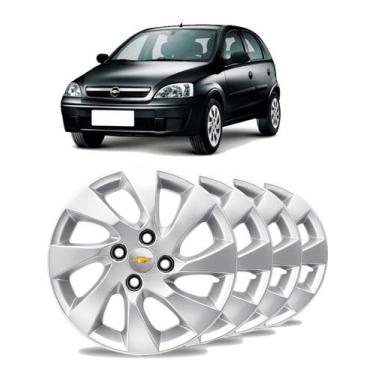 Imagem de Jogo 4 Calota Gm Chevrolet Todos Aro 13 Prata Emblema - Grid