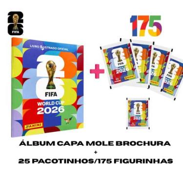 Imagem de Kit album capa mole c/ 25 pacotinhos 175 figurinhas copa do mundo 2026