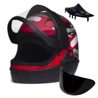 Imagem de Capacete San Marino Automático Vermelho Mais Narigueira Big Viseira Ex