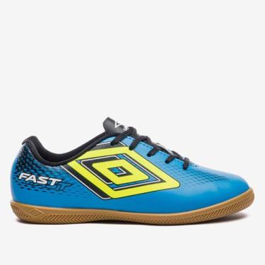 Imagem de Chuteira Infantil Futsal Umbro Fast II Unissex, Preto, Verde limão, 36