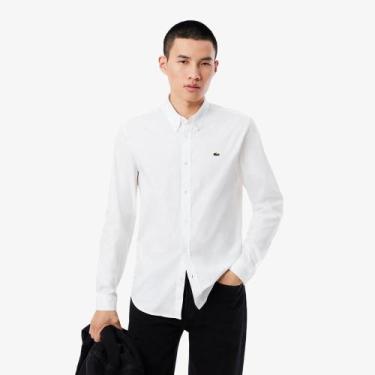 Imagem de Camisa Slim Fit em Algodão - LACOSTE, 43, Branco puro