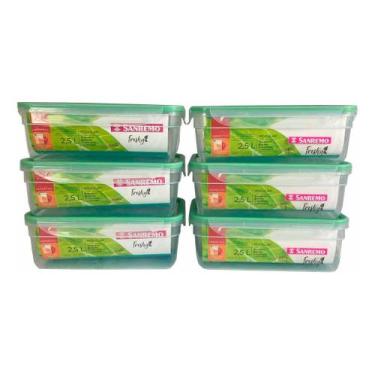 Imagem de Kit 6 Pote Plástico Com Travas Hermético 2,5l Freshy Sanremo