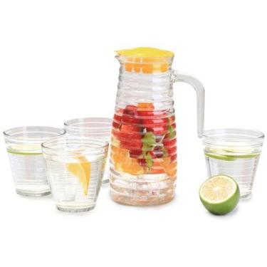 Imagem de Conjunto de Jarra 800ml  e Copos 220ml de Vidro Hauskraft Emma 5 Peças
