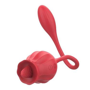Imagem de Vibrador Clitóris em Formato de Rosa com Língua Mágica e Bullet - Impo