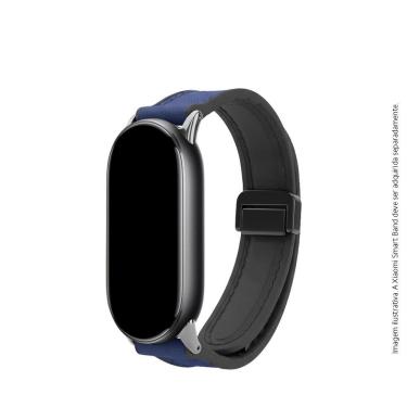 Imagem de Bracelete de Couro com Fecho Magnético para Xiaomi Smart Band 8 9 10 Ajustável Azul Escuro
