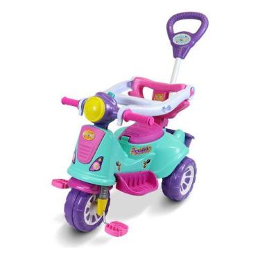 Imagem de Triciclo Infantil de Passeio e Pedal Com Empurrador Avespa Rosa Maral