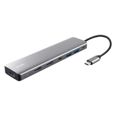 Imagem de HUB DockStation Trust Dalyx USB-C, 7 em 1, para 2x HDMI, DisplayPort, 