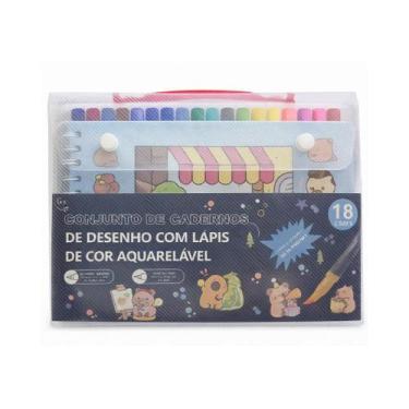 Imagem de Kit de Desenho Bobbie Goods  18 Cores + Caderno + Estojo Fofo