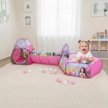 Imagem de Tenda Toca Barraca 3 Em 1 Infantil 50 Bolinhas - DM Toys, Rosa