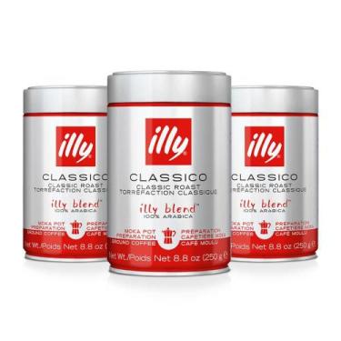 Imagem de Café Moído illy Clássico Moka 250g Kit 3 Latas, Clássico Moka