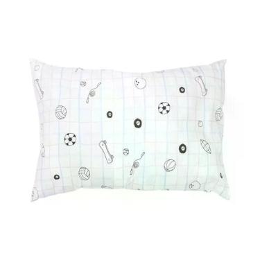 Imagem de Travesseiro Bebê Branco Esportes Xadrez 40cm x 28cm Papi