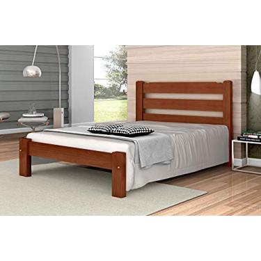 Imagem de Cama de Casal Londres de Madeira Maciça Angelim Pedra/Tauari - Cor Castanho