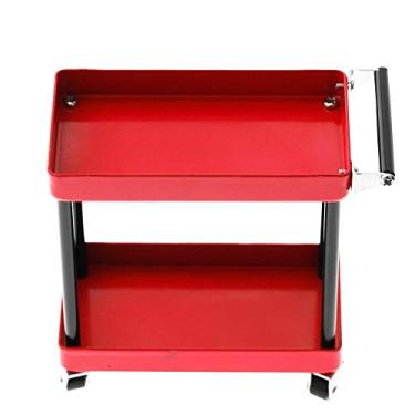 Imagem de Organizadores de ferramentas, carrinho de ferramentas de metal compatível com desempenho duradouro com rodas para acessórios de controle remoto para oficina de garagem para 1/8 1/10 1/12 1/1 (vermelho)