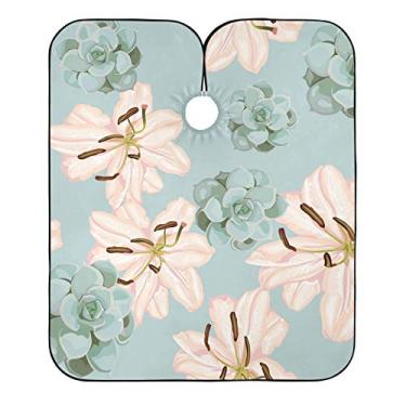 Imagem de Avental de corte de barba com flores suculentas para barba, presente perfeito para cuidados masculinos de aniversário 139,7 cm x 165,1 cm