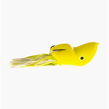 Imagem de Scum Frog Isca de sapo Popper Topwater para pesca de robalo com ganchos sem erva daninha, verde-limão